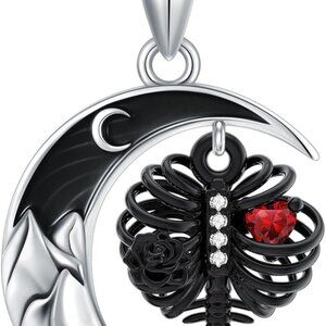 Gothic Jewelry Bat/Cat/Wolf/Dragon/Owl/Fox/Spider/Sun Pendant Sterling Silver Cr